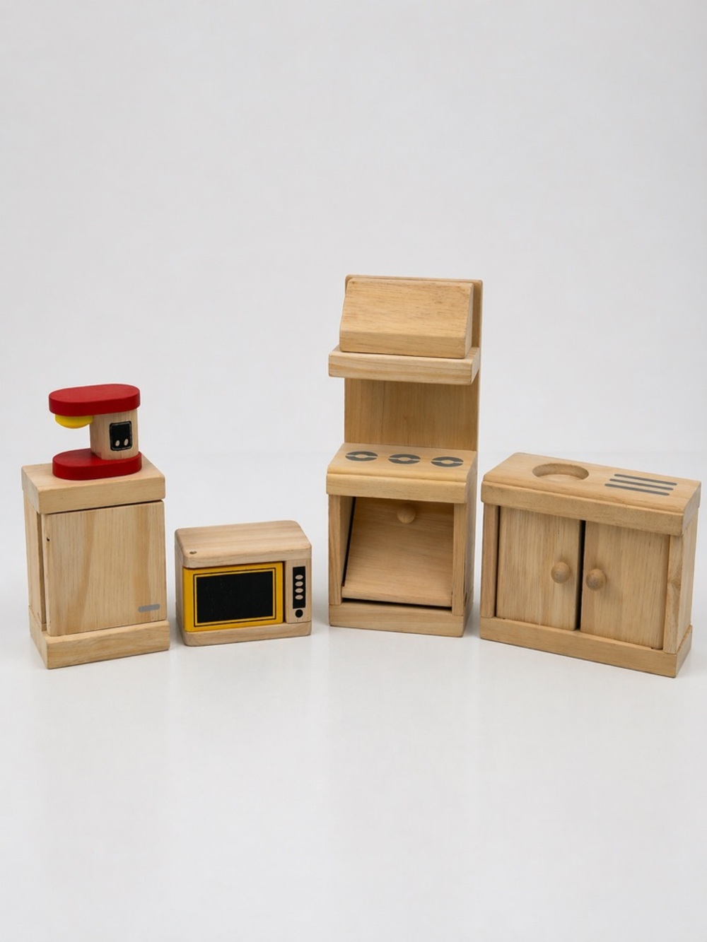 PlanToys Wooden Dollhouse Kitchen Appliances Microwave Coffee Pot Montessori